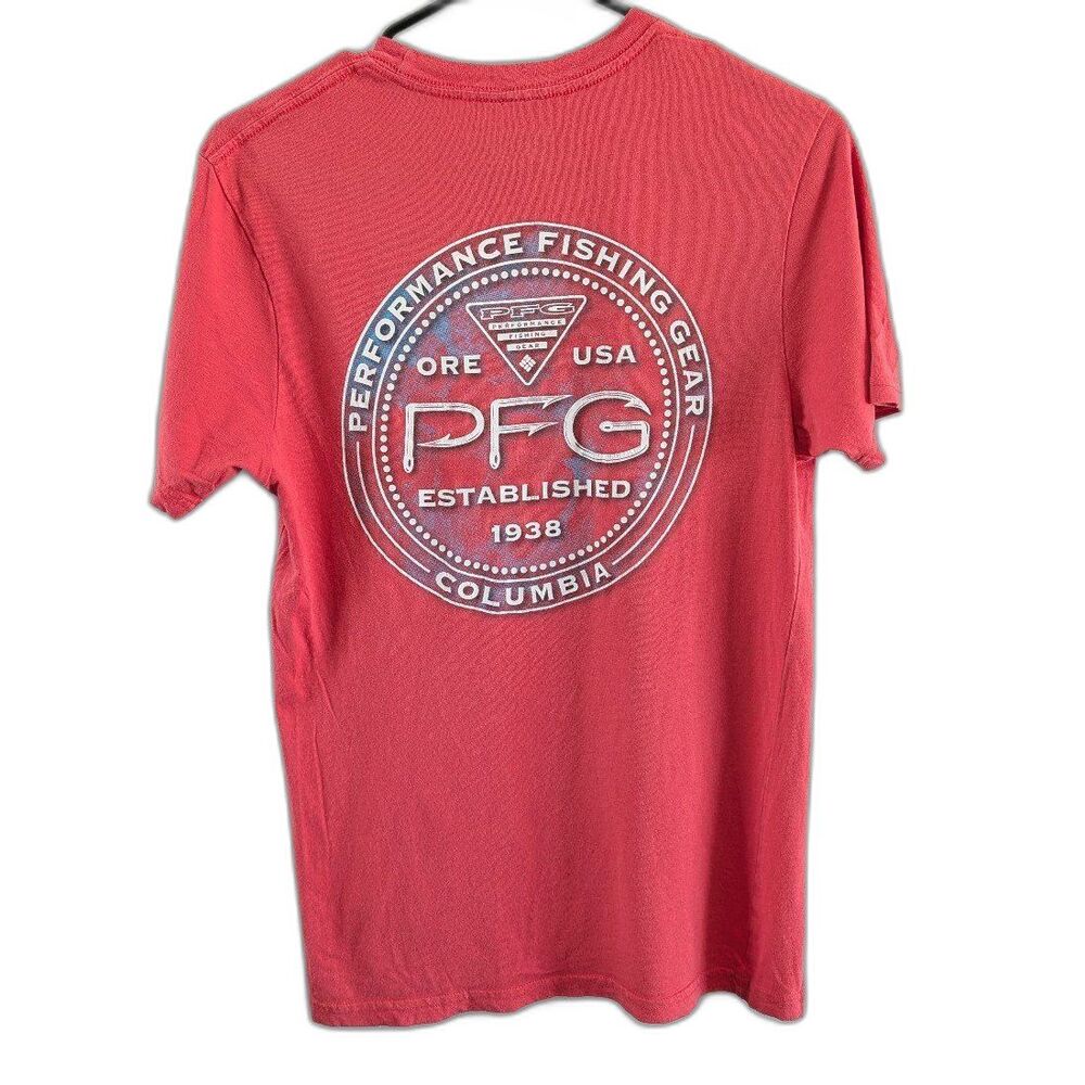 Men's Columbia PFG Performance Fishing Gear USA Fish Logo T-shirt Red Sz S